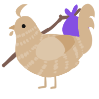 A beige chicken with a bar pattern