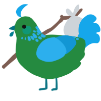 A viridian and sky chicken with a neck-speckle pattern