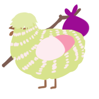 A lemon and rose chicken with a bar pattern