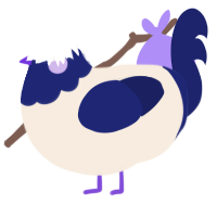 Blank Galaxy, a cream and navy chicken with a head pattern