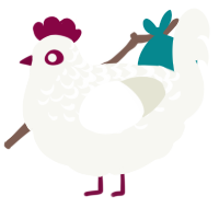 A white chicken with a half-lace pattern