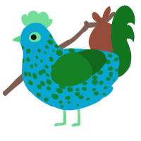 Bluey, a cerulean and leaf chicken with a speckle pattern