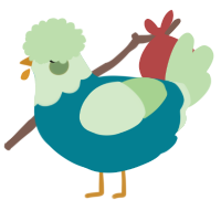 A sea and gluppy chicken with a head pattern