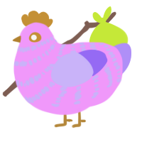Marshmallow, a lavender and lilac chicken with a bar pattern