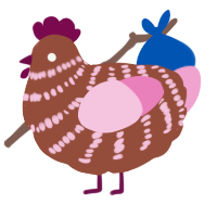 A russet and pink chicken with a bar pattern