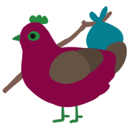 Cella, a maroon and bark chicken
