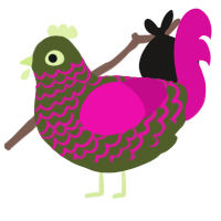 A olive and fuchsia chicken with a lace pattern