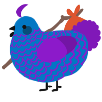 A sapphire and violet chicken with a lace pattern
