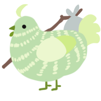 Lumbridge, a gluppy and apple chicken with a bar pattern
