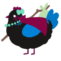 A sable and sapphire chicken with a neck-band pattern