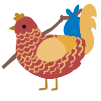 A red and honey chicken with a lace pattern