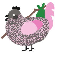 aroma, a grey and pink chicken with a double-lace pattern
