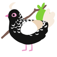 A black and cream chicken with a half-lace pattern