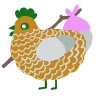 A ochre and silver chicken with a lace pattern