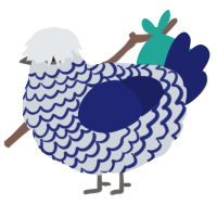 A mist and navy chicken with a lace pattern