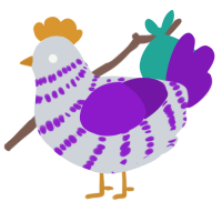 A mist and violet chicken with a bar pattern