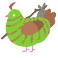A grass and brown chicken with a bar pattern