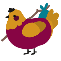 A maroon and ochre chicken with a head pattern