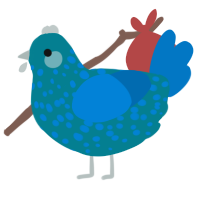 A sea and sapphire chicken with a speckle pattern