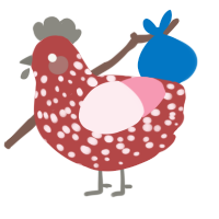 A red and rose chicken with a speckle pattern