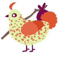 A apple and vermilion chicken with a speckle pattern