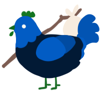 A tumblr and ultramarine chicken with a head pattern