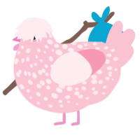A rose chicken with a speckle pattern
