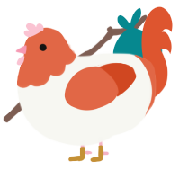 BAWK, a white and vermilion chicken with a head pattern