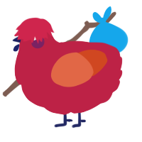 A crimson and vermilion chicken