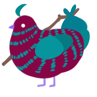 (unnamed), a maroon and teal chicken with a bar pattern