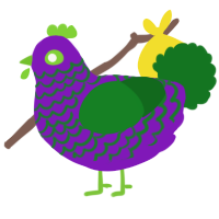 A violet and leaf chicken with a lace pattern
