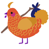 A vermilion and orange chicken with a lace pattern
