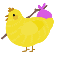 A yellow chicken with a bar pattern