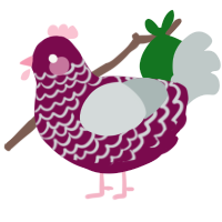 A wine and silver chicken with a lace pattern