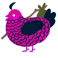 A fuchsia and tumblr chicken with a lace pattern