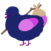 A navy and orchid chicken