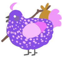 A blurple and lavender chicken with a speckle pattern