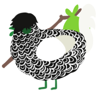 A black and white chicken with a double-lace pattern