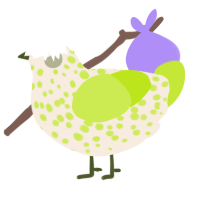 A cream and lime chicken with a speckle pattern