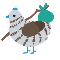 A mist and bark chicken with a bar pattern