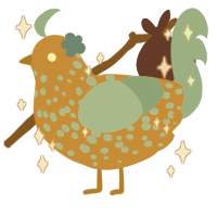 A orange and aqua chicken with a speckle pattern