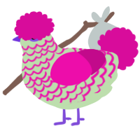 A gluppy and fuchsia chicken with a lace pattern