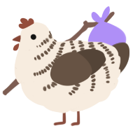 A cream and bark chicken with a half-bar pattern