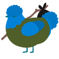A olive and sapphire chicken with a head pattern