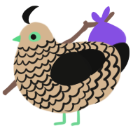 A beige and black chicken with a lace pattern