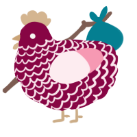 A maroon and rose chicken with a lace pattern
