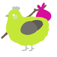 A lime and grey chicken