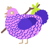 A lavender and indigo chicken with a lace pattern