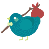 A sea and teal chicken with a lace pattern