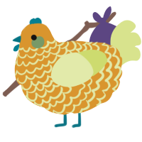 A orange and lemon chicken with a lace pattern